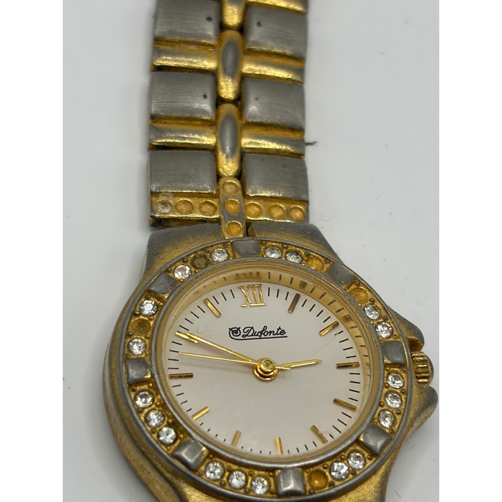 Dufonte Womens Gold Tone Silver Tone Crystal Bezel Watch Japan Movt - Picture 5 of 7